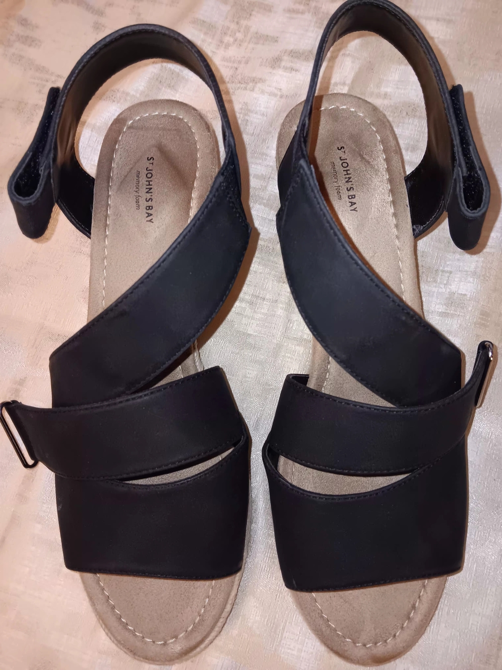 St. John's Bay Black Crossover Strap Comfort Sandals